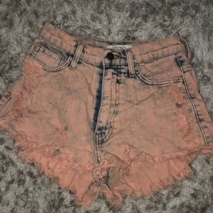 Distress Airbrushed Jean Shorts